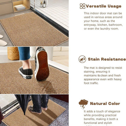 60x90cm Jute Doormat for Indoor and Outdoor Use Non-Slip Dust-Resistant Quick-Absorbing Welcome Mat, 40x60cm, Brown.