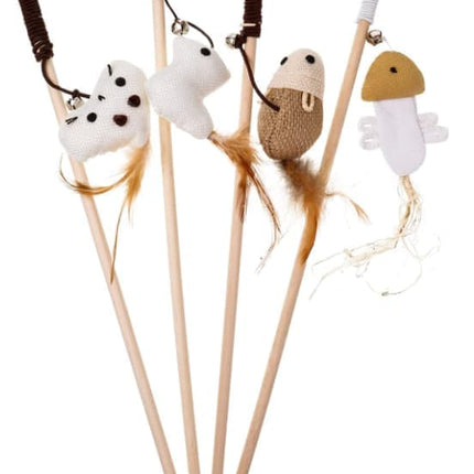 4 pcs Interactive Cat Toy with Bell and Teaser, for Playful Cats.
