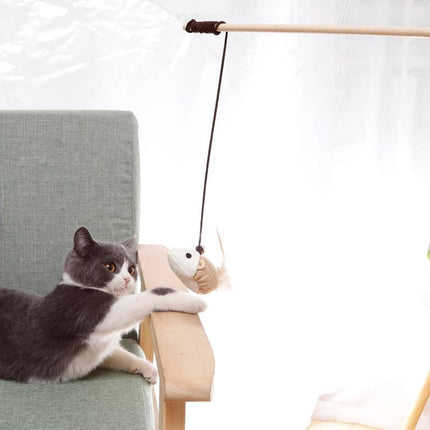 4 pcs Interactive Cat Toy with Bell and Teaser, for Playful Cats.