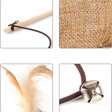 4 pcs Interactive Cat Toy with Bell and Teaser, for Playful Cats.