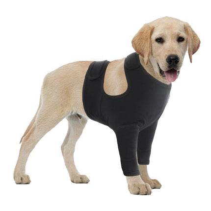 2XL Dog Breathable Elastic Elbow Protection, Black, Post-Surgery Foreleg Guard to Prevent Licking and Biting.