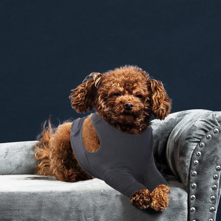 3XL Dog Elbow Protector, Light Gray, Breathable Elastic Post-Surgery Protection, Prevents Licking and Biting.