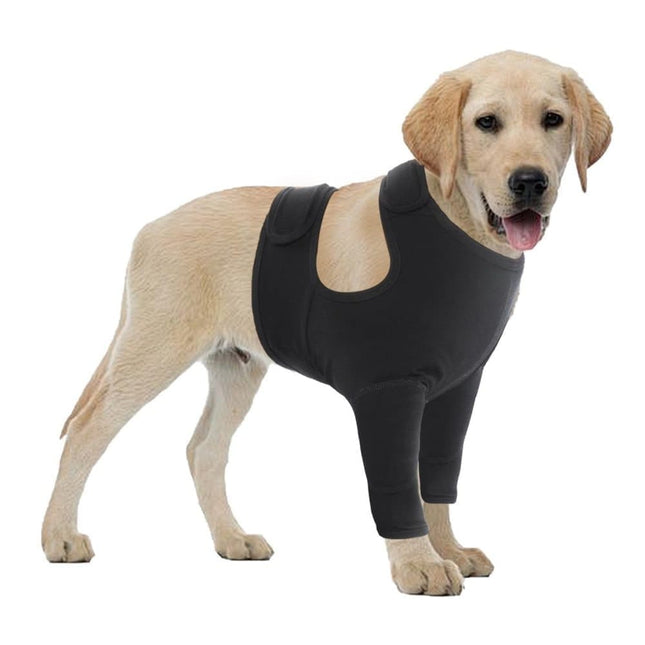 Dog Elbow Protector XL, Black, Breathable Elastic Post-Surgery Sleeve Prevents Licking and Biting.