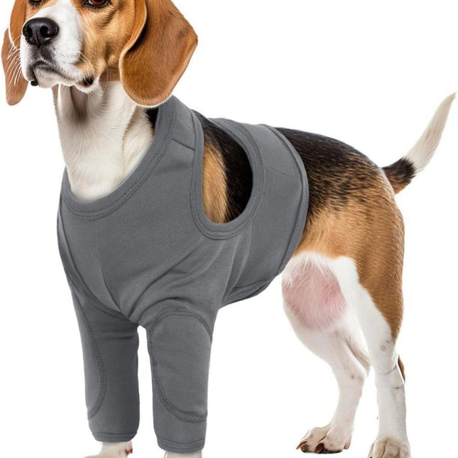 Elastic Dog Elbow Protector XL, Light Gray, Breathable for Post-Surgery, Prevents Licking and Biting.