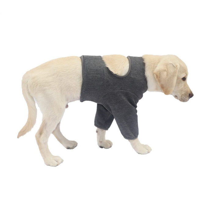 Elastic Dog Elbow Protector for Post-Surgery, Breathable Foreleg Protection Against Licking and Biting, Dark Gray, L.