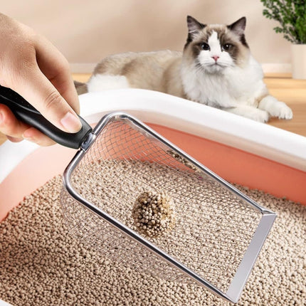 Stainless Steel Cat Litter Scoop, Durable and Easy to Clean with Mesh Design, Compatible with All Cat Litter Boxes, 3.8MM.