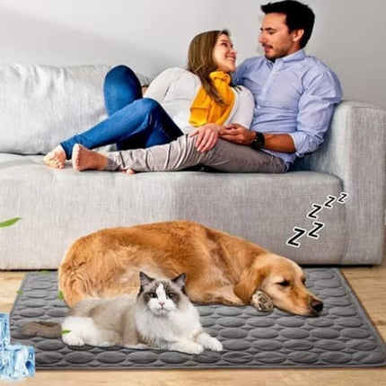 Cooling Mat for Dogs and Cats, Breathable Pet Cooling Pad in Dark Gray, 62×50cm.