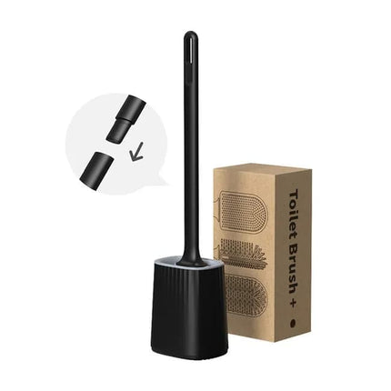 1 pcs Silicone Toilet Brush with Holder, Black, Standing or Wall Mounted, Deep Cleaning Brush for Bathroom and Toilet.