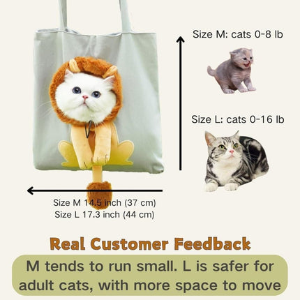 Portable Pet Bag for Small Dogs and Cats with Hands-Free Side Opening, Cat Motif, Perfect for Outdoor Travel, 37x37cm, Gray.