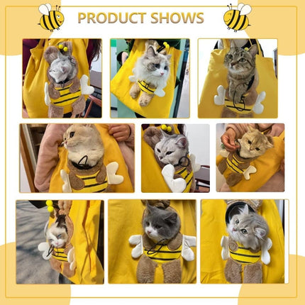 Portable Pet Bag for Small Dogs and Cats with Hands-Free Side Opening, Cat Motif, Perfect for Outdoor Travel, 37x37cm, Gray.