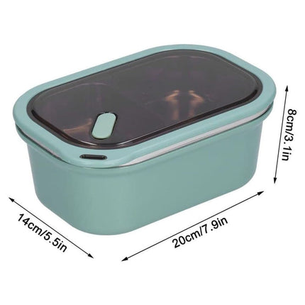 Stainless steel lunch box 1200ml with spoon, double layer 2 compartments leak-proof, 304 stainless steel, Green.