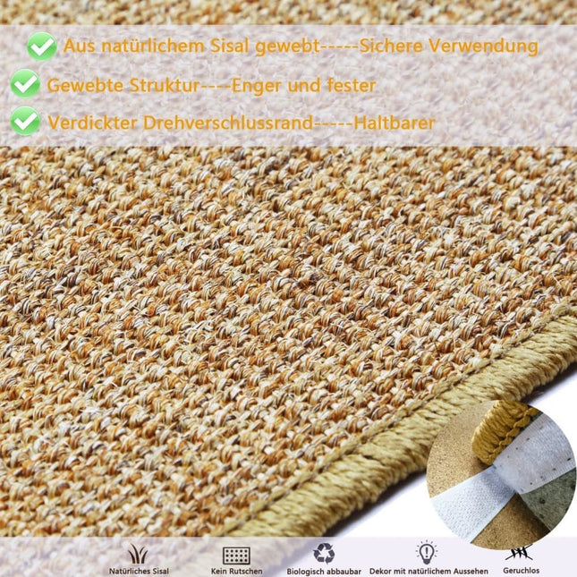 Natural Jute Cat Scratching Mat, Durable Floor Mat and Sustainable Cat Furniture, 50x80cm.