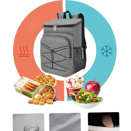 Insulated Backpack Cooler Bag Large Capacity Waterproof for Picnic Camping Lunch Grill, Gray.