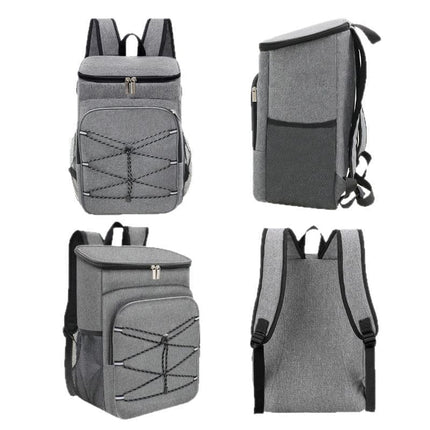 Insulated Backpack Cooler Bag Large Capacity Waterproof for Picnic Camping Lunch Grill, Gray.