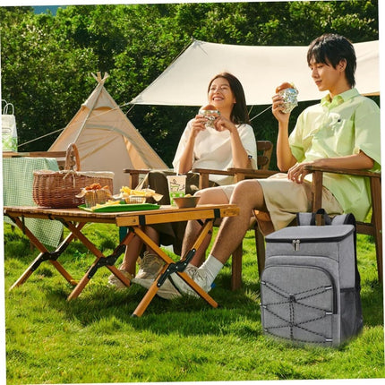 Insulated Backpack Cooler Bag Large Capacity Waterproof for Picnic Camping Lunch Grill, Gray.
