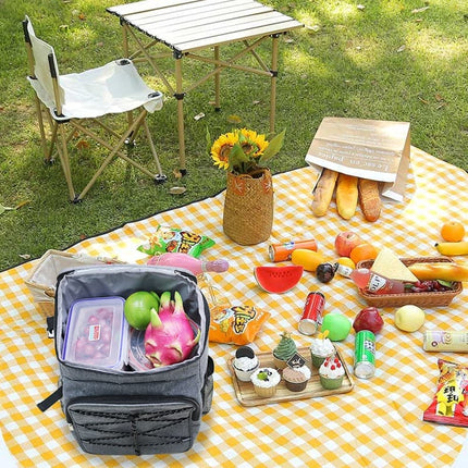 Insulated Backpack Cooler Bag Large Capacity Waterproof for Picnic Camping Lunch Grill, Gray.