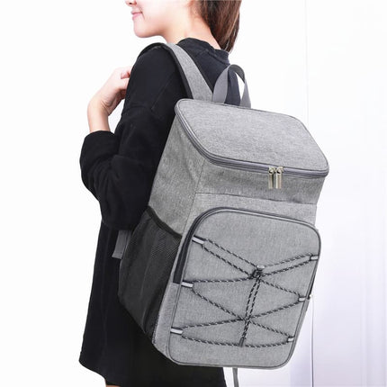 Insulated Backpack Cooler Bag Large Capacity Waterproof for Picnic Camping Lunch Grill, Gray.