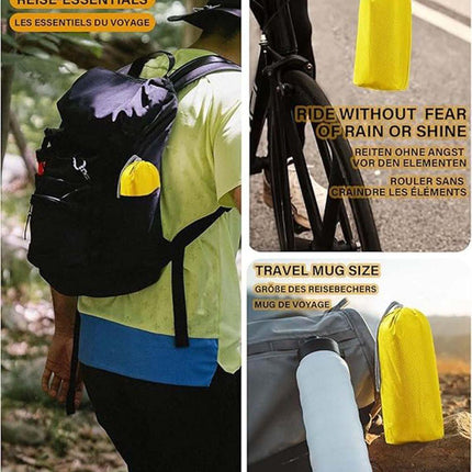 3-in-1 Waterproof Rain Jacket Poncho with Hood, Breathable Outdoor Raincoat, Yellow.