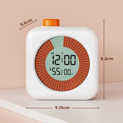 Digital Visual Timer 3-in-1 Clock Alarm with 60 Min Countdown, White.