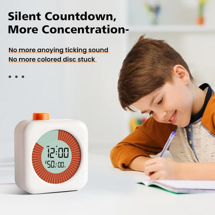 Digital Visual Timer 3-in-1 Clock Alarm with 60 Min Countdown, White.
