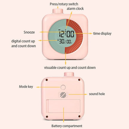 Digital Visual Timer 3-in-1 Clock Alarm with 60 Min Countdown, White.