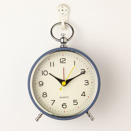 Silent Analog Alarm Clock with Snooze Button, Retro Design and Lighting, 16x11 cm, Blue.