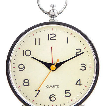Silent Analog Alarm Clock with Snooze Button, Black, 16x11 cm.