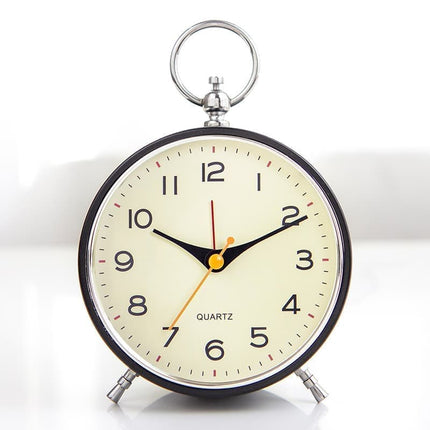 Silent Analog Alarm Clock with Snooze Button, Black, 16x11 cm.