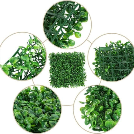 10-Pack Artificial Grass Panels 25x25 cm for Garden Party Wall Decor, Compatible with Outdoor.