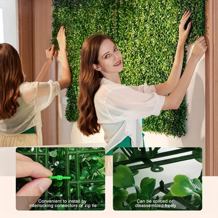 10-Pack Artificial Grass Panels 25x25 cm for Garden Party Wall Decor, Compatible with Outdoor.