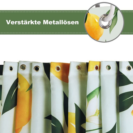 3D Fruit Shower Curtain Waterproof Mold Resistant with 12 Hooks, Yellow, 70x72 inches.