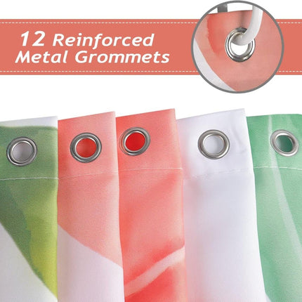 70x72 inches Shower Curtain 3D Fruit Motif Waterproof Mold Resistant with 12 Hooks, Pink.