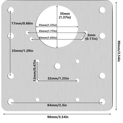12 pcs Stainless Steel Hinge Repair Plate for Furniture Cabinet Hinges, 9x9 cm, Silver.
