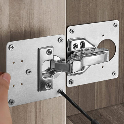 12 pcs Stainless Steel Hinge Repair Plate for Furniture Cabinet Hinges, 9x9 cm, Silver.