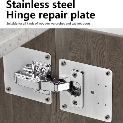 12 pcs Stainless Steel Hinge Repair Plate for Furniture Cabinet Hinges, 9x9 cm, Silver.