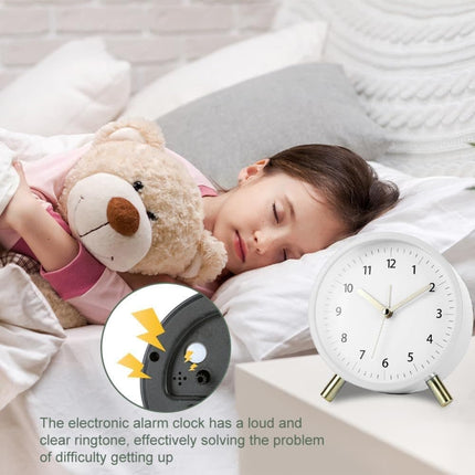 Small Silent Alarm Clock with Night Light and Backlight for Bedroom Office Living Room, Blue, Metal.