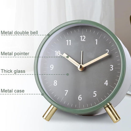 Silent Alarm Clock with Night Light and Backlight, Small Metal Clock for Bedroom Office Living Room, Black.