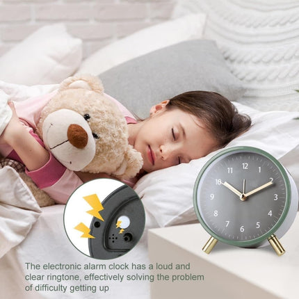 Silent Alarm Clock with Night Light and Backlight, Small Metal Clock for Bedroom Office Living Room, Green.
