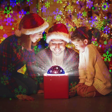 1 Pack Christmas Snowflake LED Projector Lamp with 360° Rotation, Battery or USB Powered for Party Decoration, Pink.