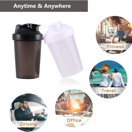 Protein Shaker 400 ml, Pink, Leak-proof Water Bottle with Stainless Steel Strainer and Measuring Scale.