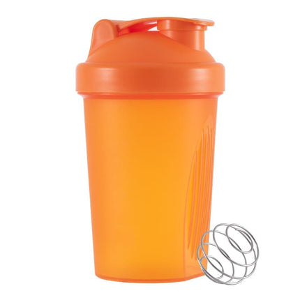 400ml Protein Shaker with Leak-proof Design, Stainless Steel Strainer and Measuring Scale, Multiple Colors (Orange).