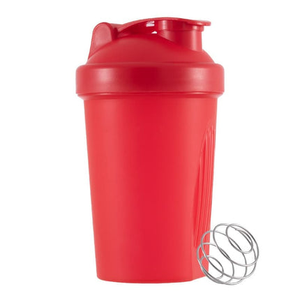 400ml Protein Shaker with Leak-proof Lid, Stainless Steel Strainer and Measuring Scale, RED.