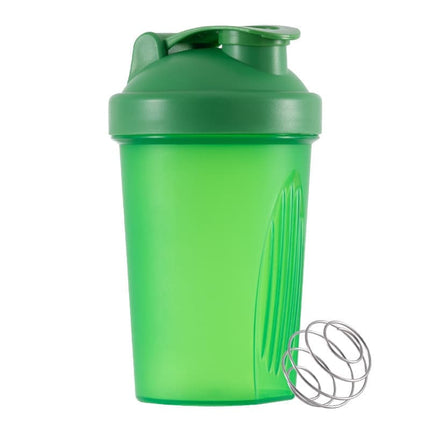 400ml Protein Shaker with Leak-proof Design, Stainless Steel Strainer and Measuring Scale, Multiple Colors, Green.