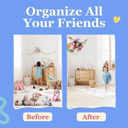 1 Pack Stuffed Animal Hammock with Storage, White, 60 x 30 cm.