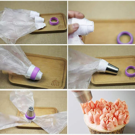 120-Piece Cake Decorating Piping Bag and Nozzle Set with Tulle, 12-Inch.
