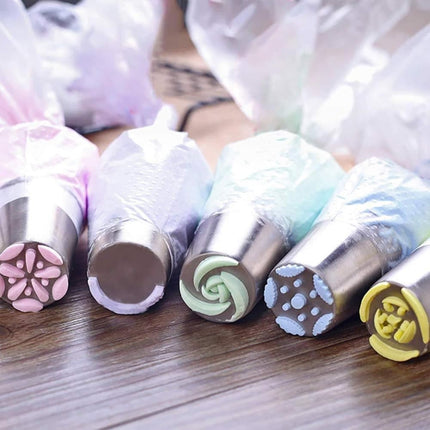 120-Piece Cake Decorating Piping Bag and Nozzle Set with Tulle, 12-Inch.