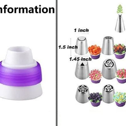 120-Piece Cake Decorating Piping Bag and Nozzle Set with Tulle, 12-Inch.