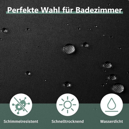 Waterproof Shower Curtain 180x180cm, quick-drying mold resistant, compatible with outdoor shower and bathroom, Black.