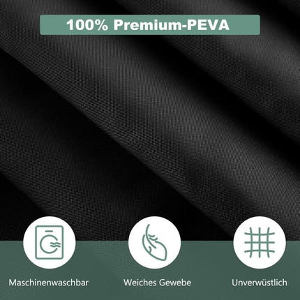 Waterproof Shower Curtain 180x180cm, quick-drying mold resistant, compatible with outdoor shower and bathroom, Black.
