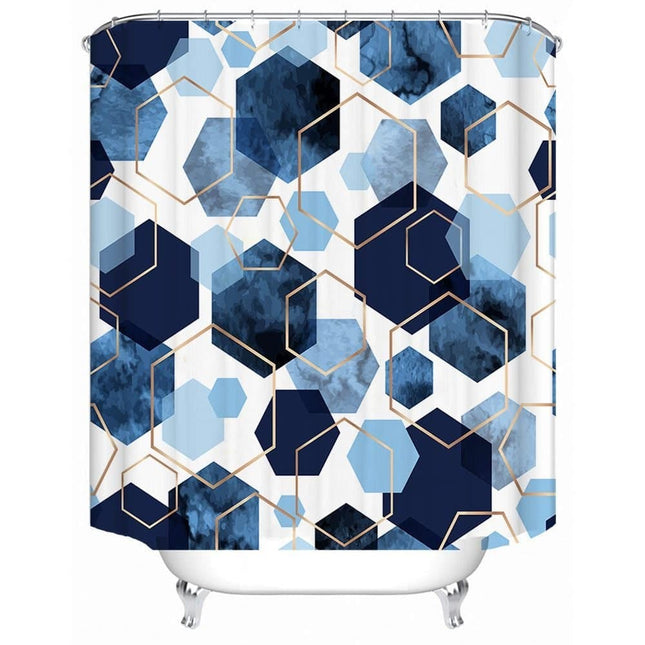Bohemian Waterproof Mildew Resistant Shower Curtain with Marble Pattern, 72x72 inches.